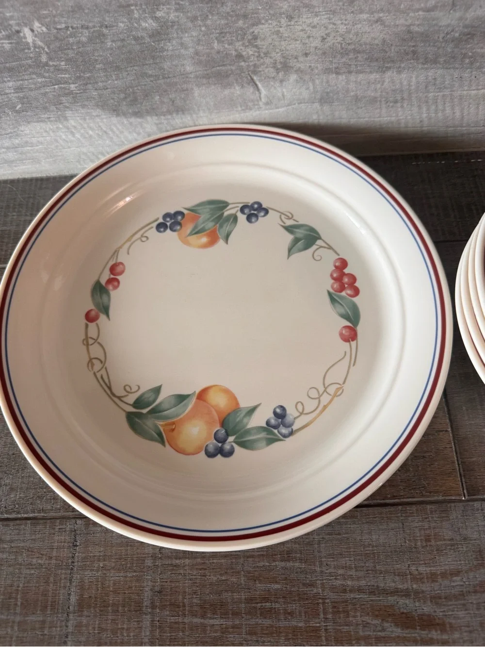 CORELLE ABUNDANCE PATTERN 10.25”dinner PLATES (4) Cereal Bowl (4)